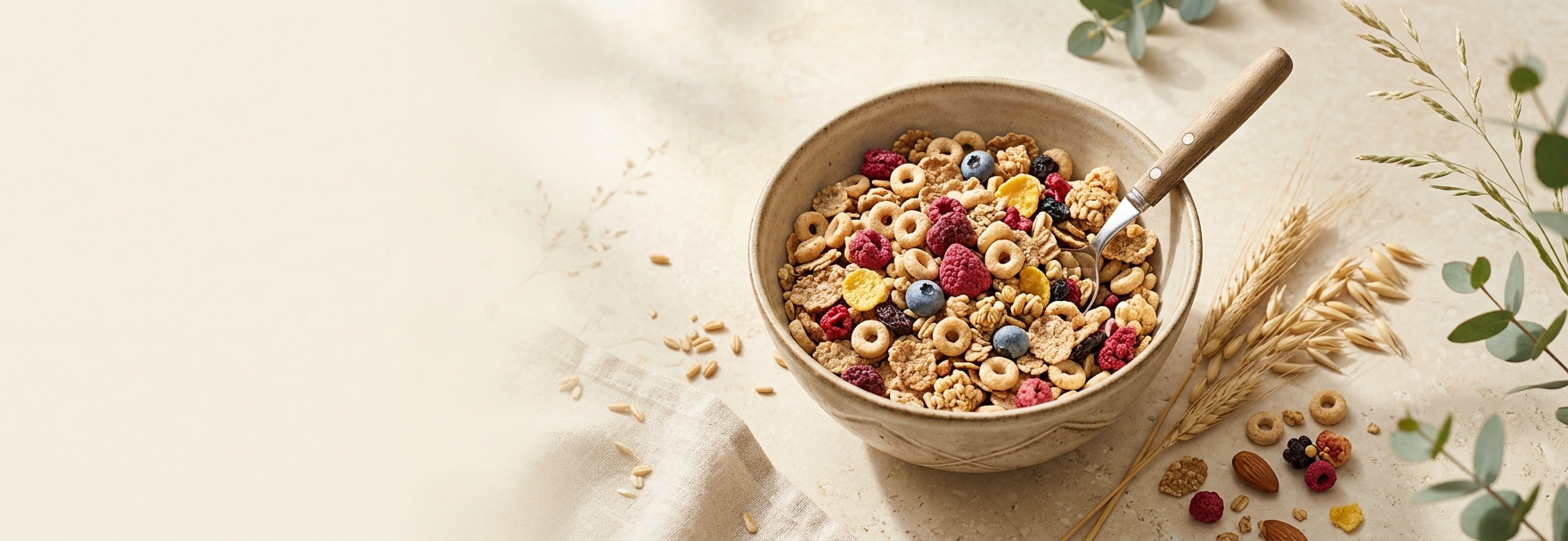 Bowl of cereal with fruit and grains